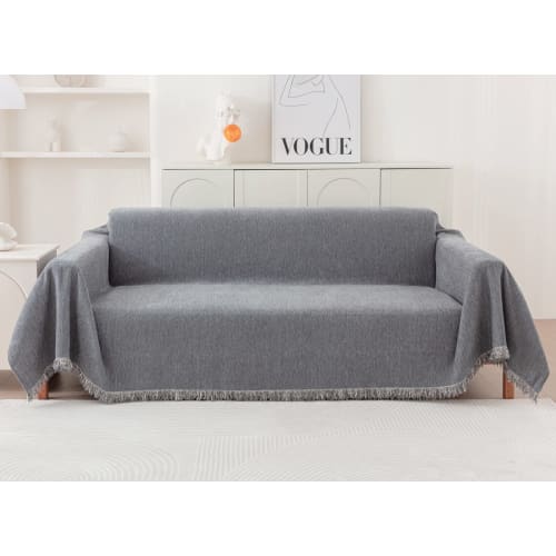 HomeFirst Nordic-style Multi-Cover, Large Rectangular Sofa Cover (180*300cm), Suitable for 2-3 Seaters, Chenille Fabric with Fringe, Bedspread, Couch