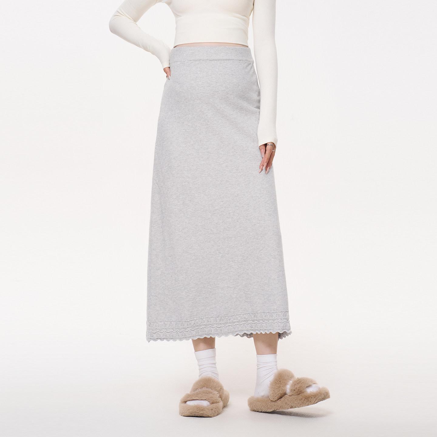 

MASANON Autumn Maternity Knit Skirt with Lace - French Style, Half-Length for Pregnancy (2026) L