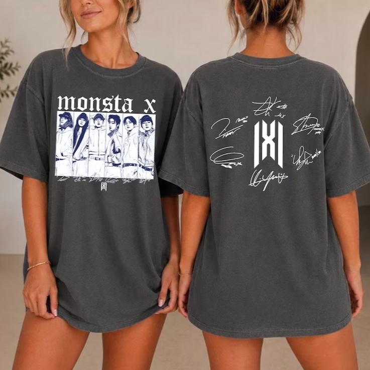 Summer Hot Sale Monsta X World Tour 2026 T Shirt Unisex Y2K Gothic Cotton Streetwear Oversized T-shirt Harajuku Hip Hop Punk T-shirt