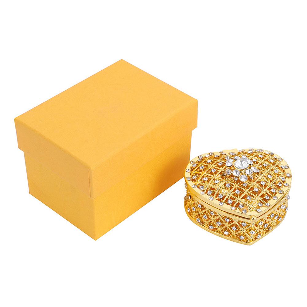 Jewelry Gift Box, Metal Craft Jewelry Box, Heart-shaped Jewelry Packaging Box, Gold-plated Ornaments