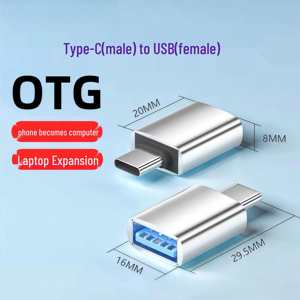 USB 3.0 Female to Type-C Male OTG Adapter for Phones, U Disks, Car Chargers, Tablets