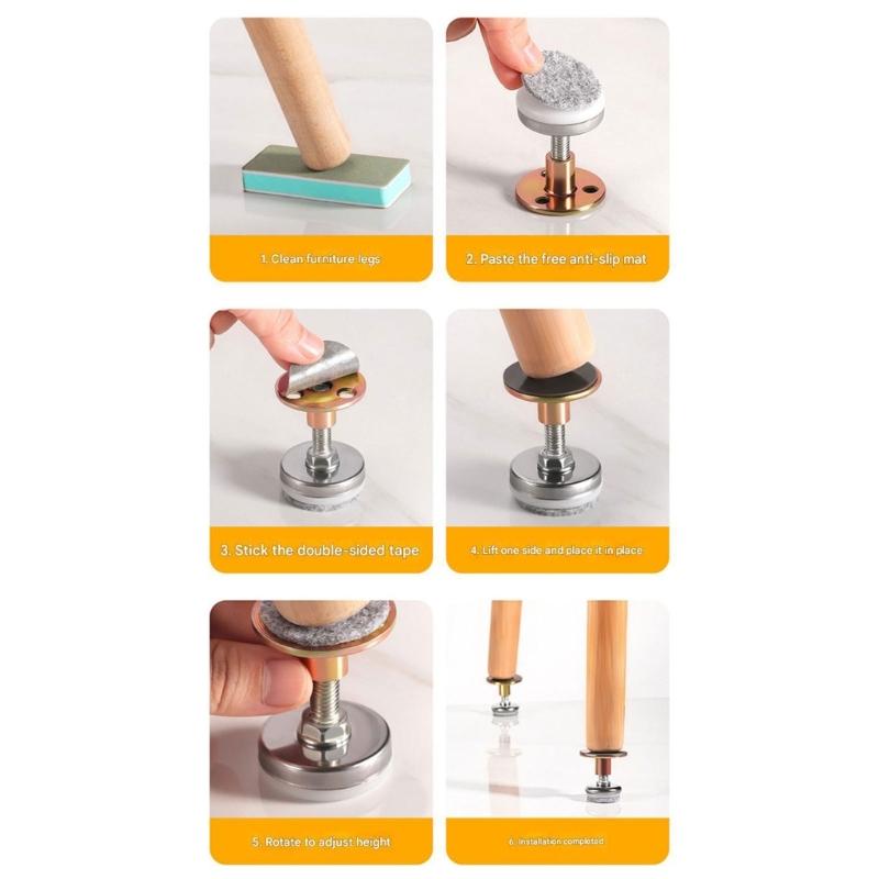 4Pcs Furniture Cabinet Stabilizers Headboard Stopper Adjustable Threaded Bed Frame Anti-Shake Tool Hardware Enduring