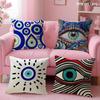 Evil Eye Black Art Cushion Cover Natural Linen Organic Fabric DoubleSided Printing Sofa Home Decor Gift Pillow Case