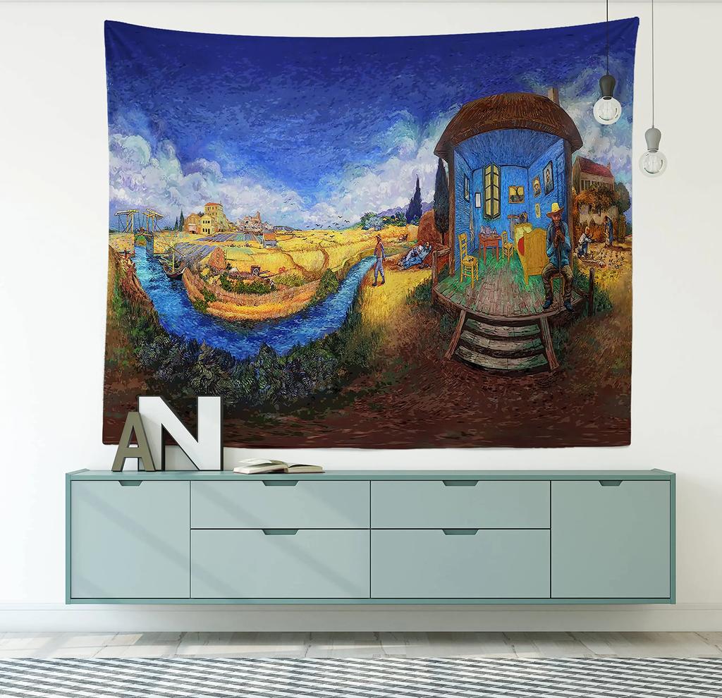 Van Gogh Art Tapestry Abstract Hippie Tapestry Vintage Aesthetics Tapestry Wall Hanging Tapestries Dorm Art Living Room Bedroom