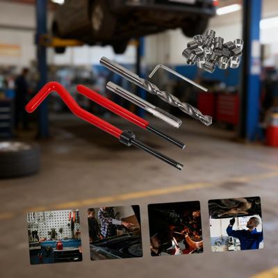Kit de Ferramentas de Reparo de Rosca de Aço Inoxidável com 30 Peças Inserções de Rosca Tamanho M6 Ferramenta Helicoil Fácil de Usar para Reparo de Carros