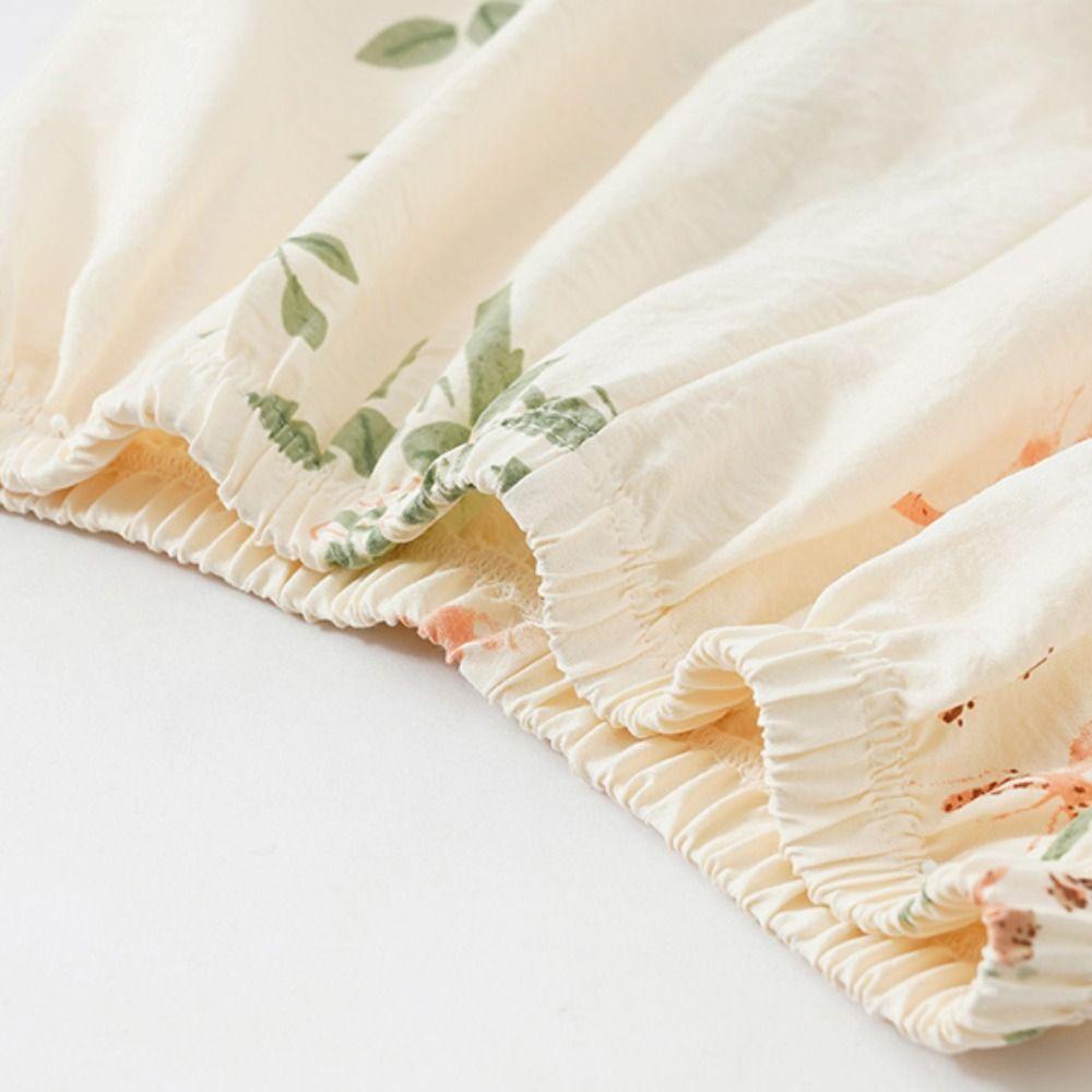 Chinese Style Lace Up Pajama Suit Flower V-Neck Shorts Sleeve Nightwear Women Homewear Loose Two Pieces Sleepwear Sets Home