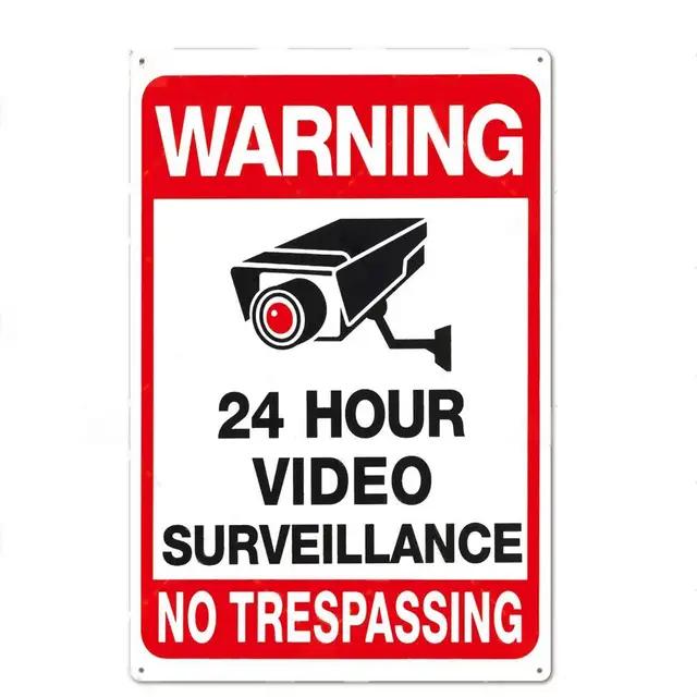 No Trespassing Tin Signs Video Surveillance Warning Plaque Metal Wall Art Poster Yard Iron Painting Stickers Home Decor