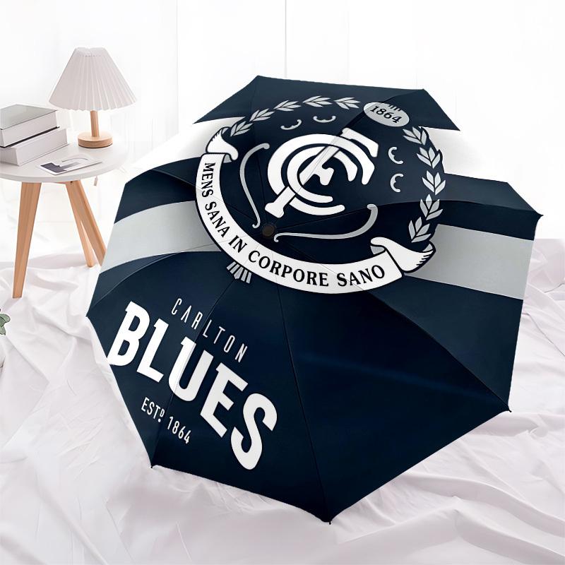 Carlton Blues, AFL Team Automatic Opening and Closing, 8 rib Structure Portable Umbrella, Suitable for Men and Women in All Seasons  Perfect