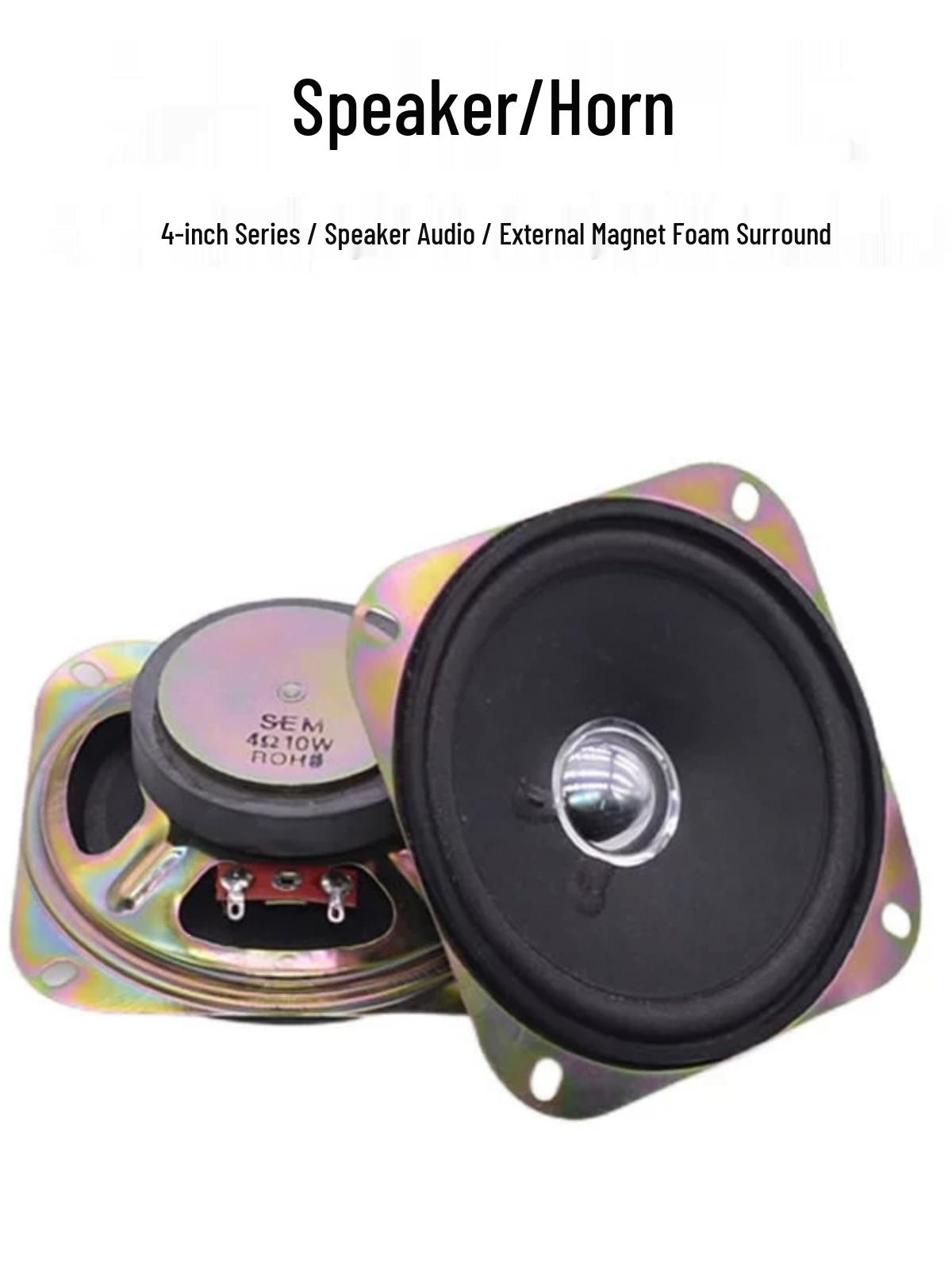 

4 102mm Foam Edge Magnet Speaker, 4/8 Ohm, 5W/10W Car Audio Square Horn 8 Ohm 10W