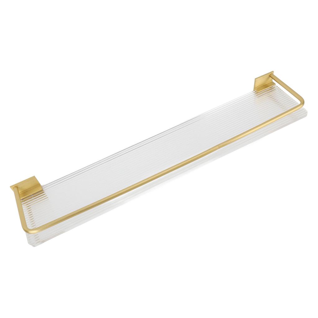 Bathroom Floating Shelf Space Aluminum Acrylic Wall Mounted Storage Rack Organizer for Kitchen Living Room Bedroom Gold