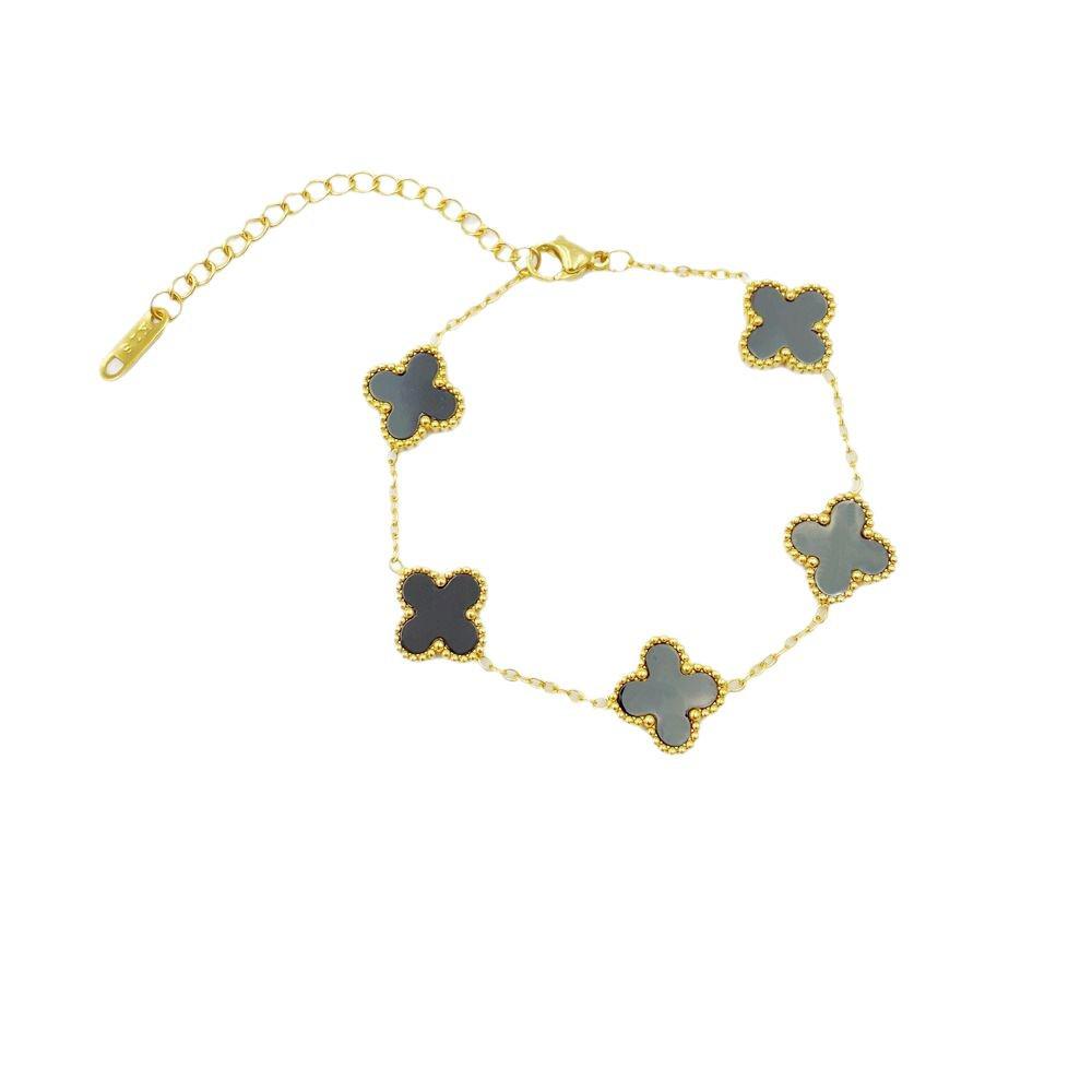 13mm Non-Fading Stainless Steel Four-Leaf Clover Bracelet for Women - Fresh Style