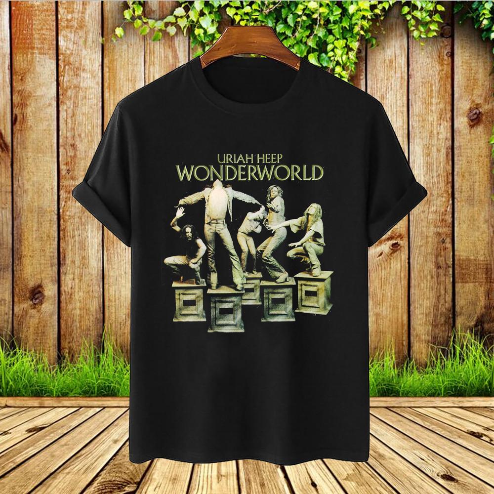 Rare URIAH HEEP - Wonderworld Black Unisex All Size Shirt AG1913 Unisex T-Shirt S