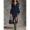 HNXC Women's  Long Sleeve V-Neck Fashion Autumn Winter Casual Dresses Classic Exquisite