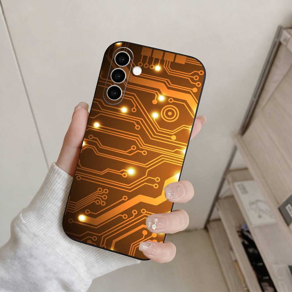 Creative Circuit Board Pattern Phone Case For Samsung Galaxy A73,A72,A71,A70,A53,A52,A51,Others Soft Black Cover