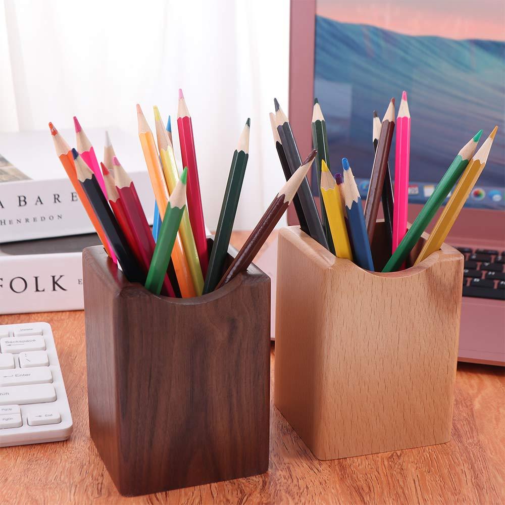 Multiple-use Wooden Pencil Holder Large Capacity Pen Holder Cup Desk Organizer  Home