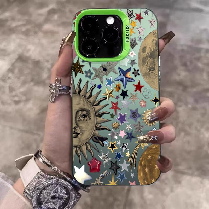 

Colorful Star Moon Electroplate Phone Case For iPhone 17 16 Pro Max 15 Plus 14 13 12 11 17Air 16E XS X XR Shockproof Hard Cover iPhone XR