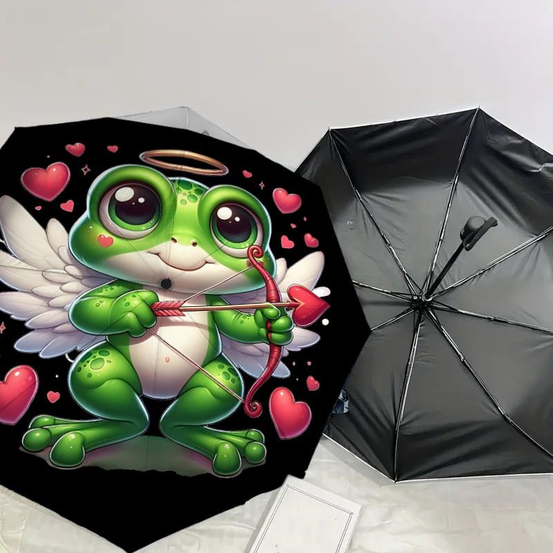 1pc frog cupid Automatic Open/Close Umbrella with Windproof, 8-Rib Sturdy Canopy, Durable Ribs, Fashionable Design1196A