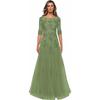 Abendkleid Elegantes Spitzen Brautkleid Damen Formell Ärmel Tante Kleid Kleid