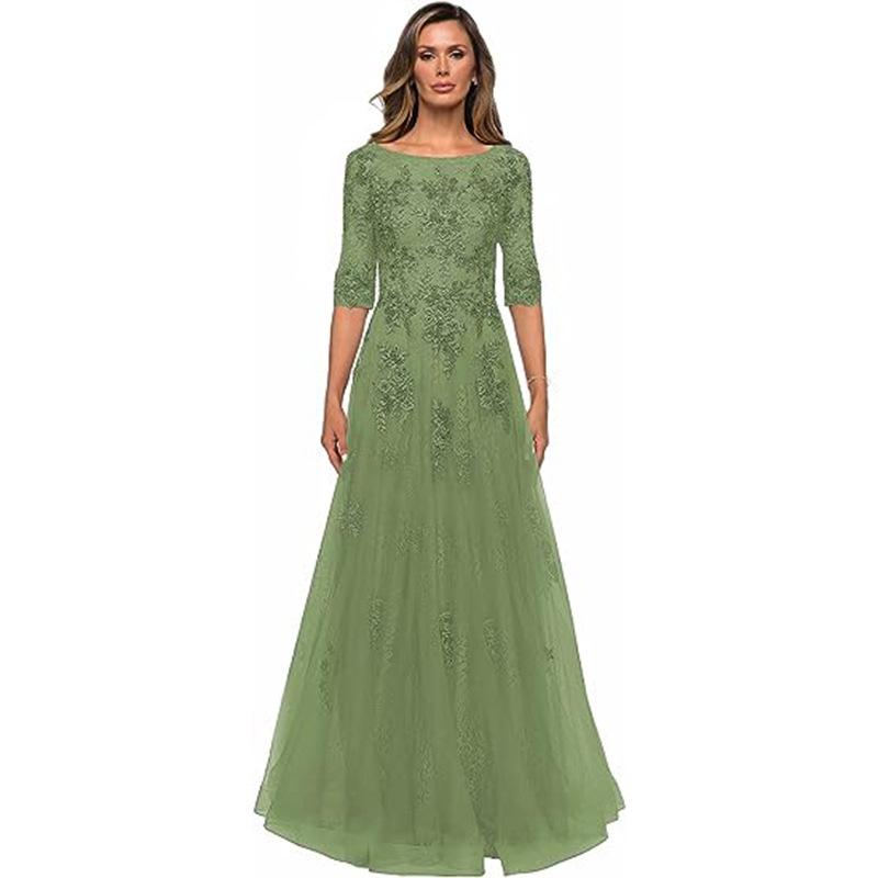 Abendkleid Elegantes Spitzen Brautkleid Damen Formell Ärmel Tante Kleid Kleid