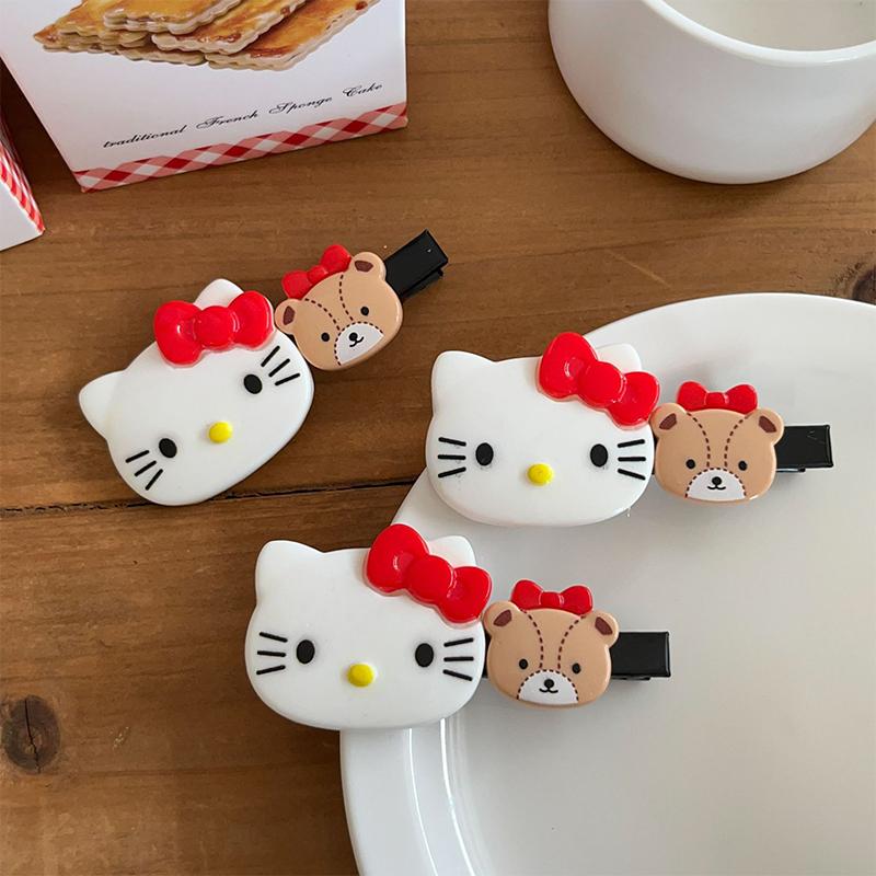Cute Bear Kt Cat Hair Clip Japanese Sweet Style Versatile Girls Duckbill Clip Hair Clip Hair Accessory Clip