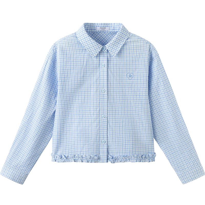 Balabala Girls' Plaid Long-Sleeve Shirt