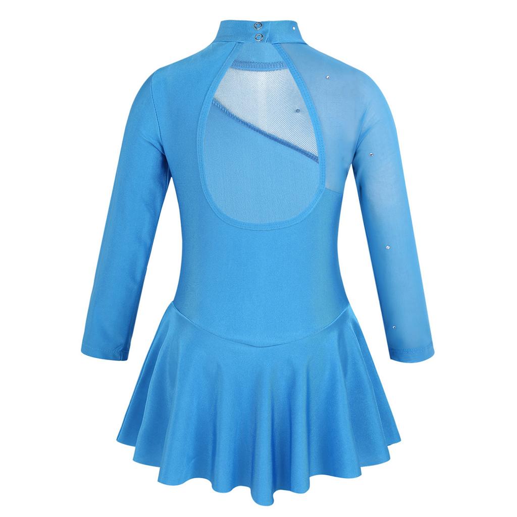 Children Figure Skating Dress Long Sleeves Mock Neck Ice Skating Gymnastics Competition Costume