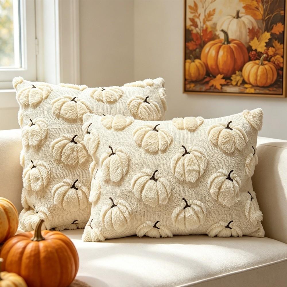 Zipper Closure Pillow Protectors Pumpkin Pattern Halloween Pillowcase Sofa Decor