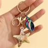 Stylish Beach Inspired Shell Keychain Conch Starfish Star Pendant Keyring Charm Fashionable Sea Inspired Jewelry
