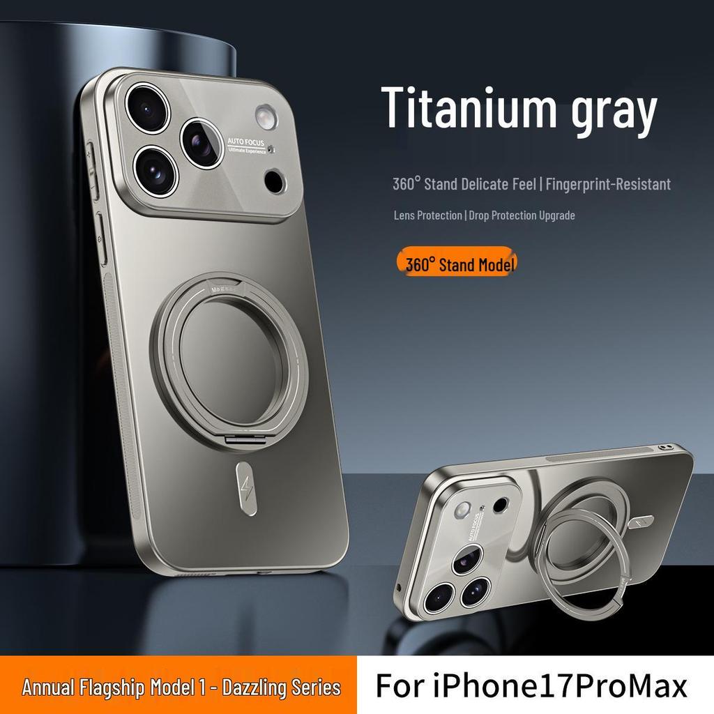 iPhone 17 Pro Max Case with Rotating Magnetic Stand and Apple 16 Lens Full Coverage Protection
