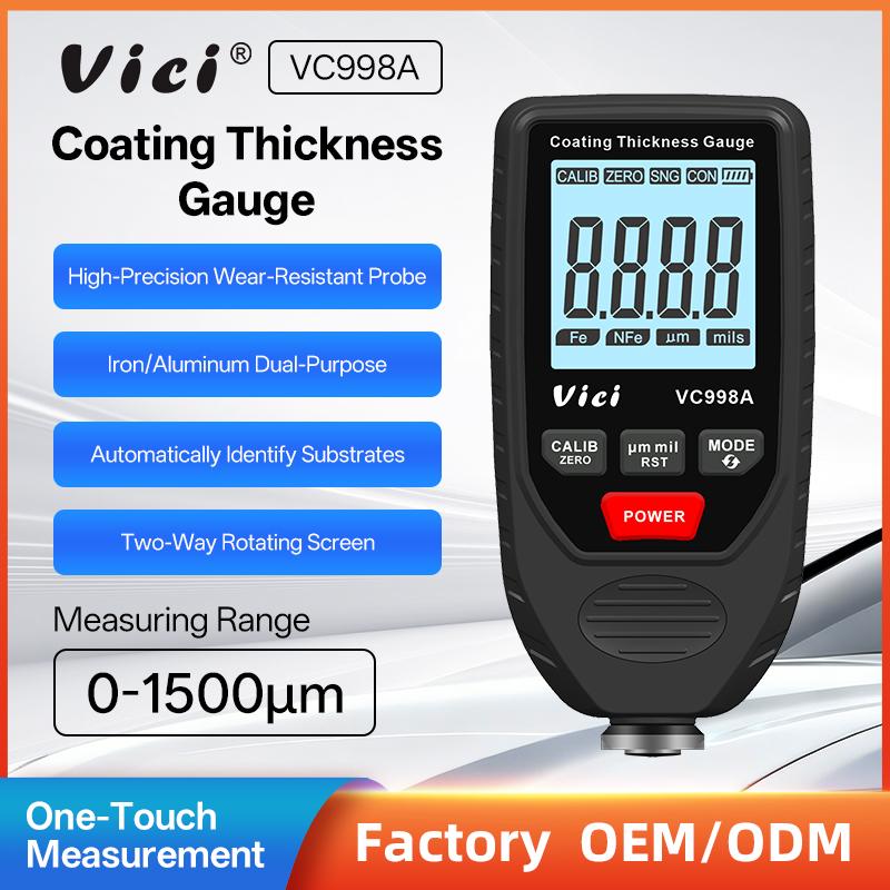 Vici VC998A Automotive Paint Thickness Gauge Auto-ID for Car Refinishing & Industrial Coating Inspection 0-1500um
