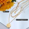 Minimalist Style Gold Titanium Three-Layer Stackable Pendant Necklace