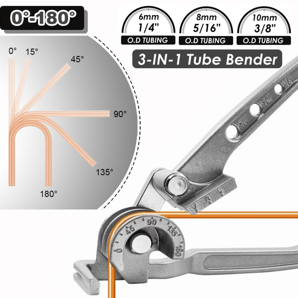 Premium 3-in-1 Pipe Bender, Metric & Imperial Dual Specifications Available, Heavy Duty Manual Copper Aluminum Tube Bending Tool for Refrigeration