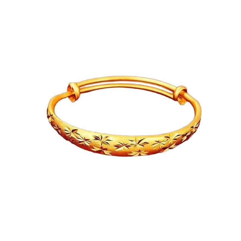 Luxury Starburst Sand Gold Bracelet - Push-Pull Design, High-End Imitation Gold Jewelry