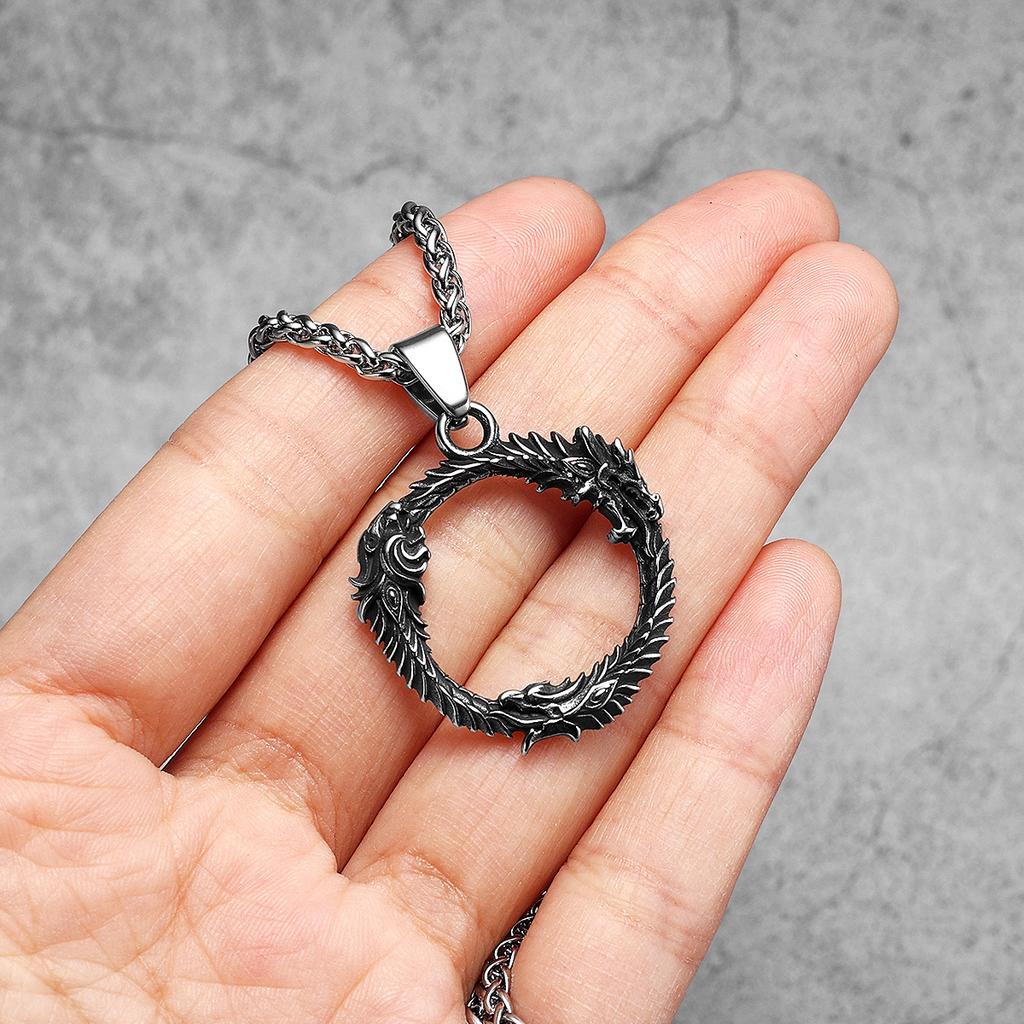 Triple Dragon Ring Amulet Men Necklaces Stainless Steel Pendant Chain Women Fashion Jewelry New In Accessories Gifts