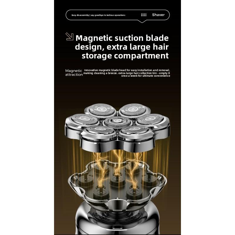 Magnetic Suction Electric Shaving Kit - Men's Beard Trimmer - Household Seven-blade Head Set - Shaving Knife Manufacturer