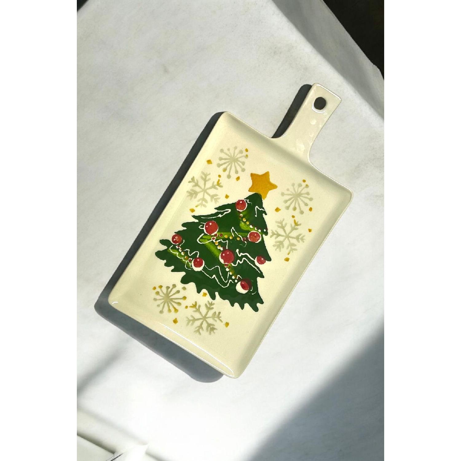 

New Year s Rectangular Presentation Plate With Handle 32.5 X 17 Cm чистий