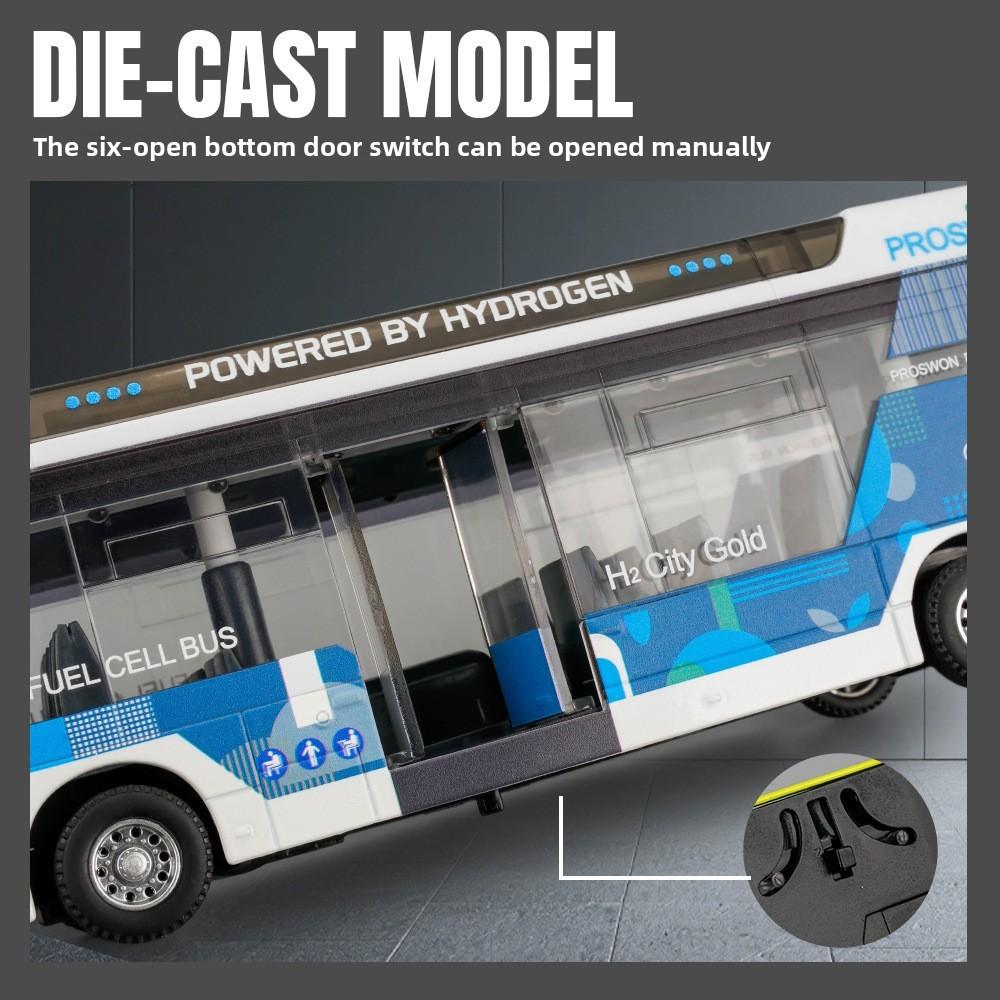 Energy Saving Alloy Bus Toy Model With Lights And Sound For Kids Collectors