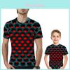 Hypnose Wabenmuster 3D T-Shirt Herren Damen Kinder Lebendiger Bunter Druck Kurzarm Tee