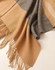 Women's Lambswool Mid-Length Color Block Shawl Cloak with Tassels