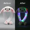 Led Plush Rabbit Hats Glowing Pikachu Ears Hat Cute Stitch Moving Ears Cap Adult Children Funny Festival Party Dress Up