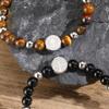 Tigerauge-Achat Naturstein Handgefertigtes Perlenarmband für Herren, Edelstahl Heiliger Benediktus Armband, Religiöser Gebetsschmuck