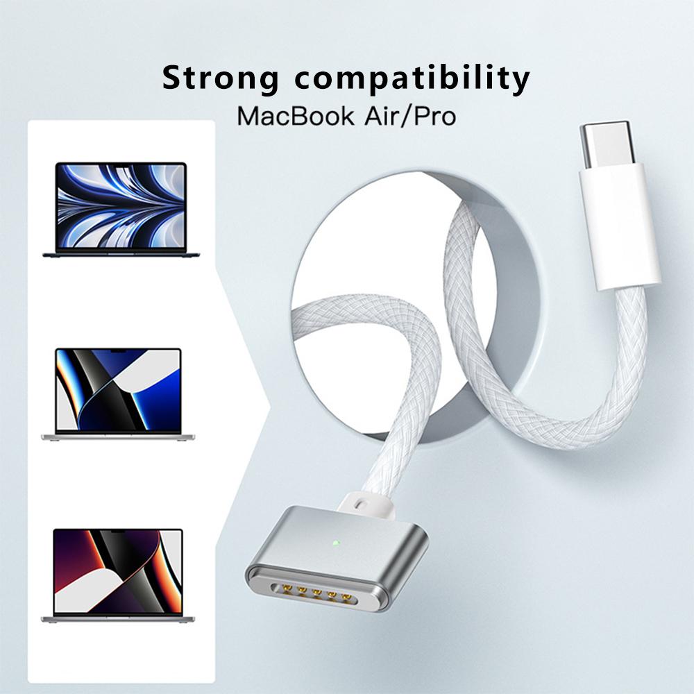 

Для MacBook 2м 140Вт Сумісний з MagSafe 3 Плетений шнур USB-C до Магнітного зарядного кабелю Grey