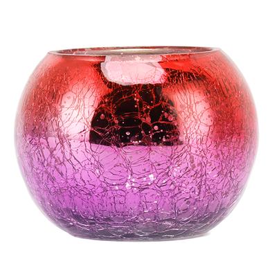 Glass Candle Holder Cracked Electroplated Gradual Red Purple Candle Stand Table Center Decoration