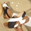 Fashion 2025 New Women Mix Color Wedge Sandals Summer Comfortable Non Slip Shoes Woman PU Leather Platform Roman Beach Sandals Women