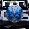 1pc 2D Flat Printing Universal Tire Cover Created-Sapphire Butterfly Polyester Fabric Without Electricity Car Decor Applies To W