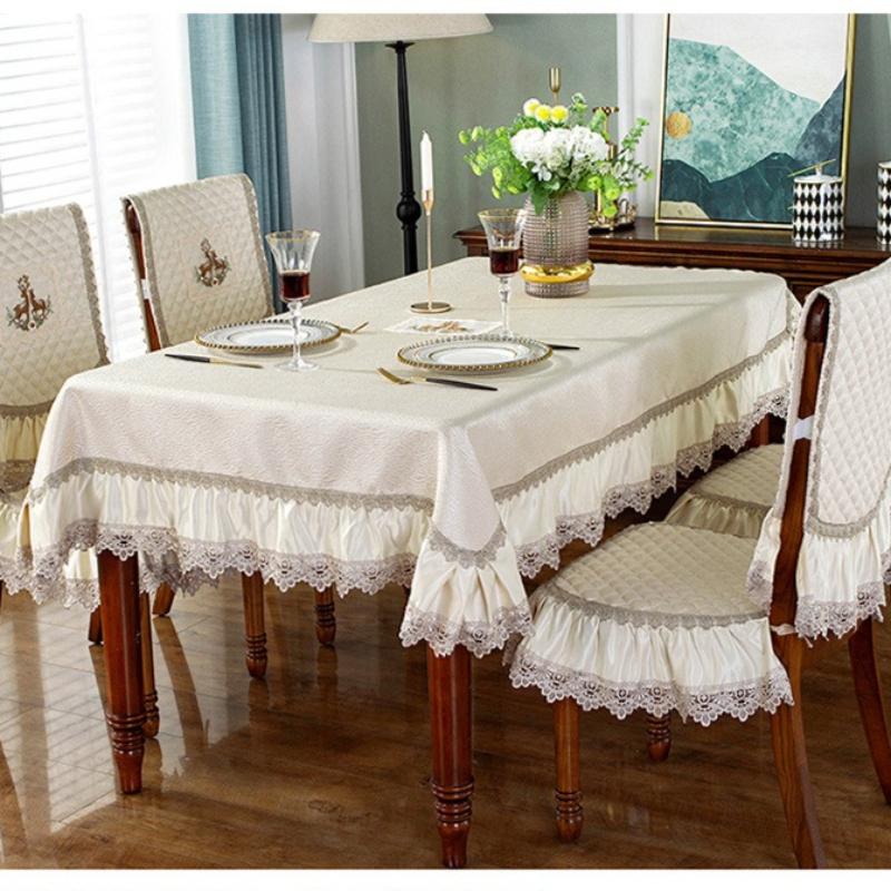 Modern Minimalist Style All Season Universal Chair Covers Quilted Embroidery Anti Slip Thick Stool Protect Pad European Lace Tablecloth Home Decorat