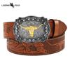 Vestlig Cowboybelte Vintage Taurus Preget Ungdom Klassisk Herre Unisex Punk Preget Lærbelte