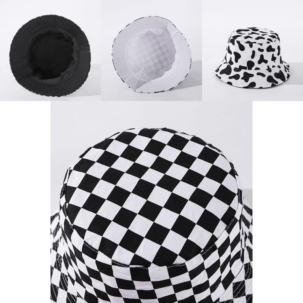 Versatile Black White Print Fisherman Bucket Hat Featuring A Fun Smiley Face Patch For Men And Women