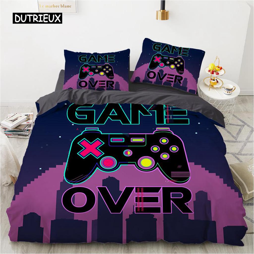 Zestaw poszwy na kołdrę do gry Mikrofibra Kolorowy nadruk gamepada Zestaw pościeli Chłopcy Nastolatki Gra wideo Gamepad Graj wszędzie Poszwa na kołdrę