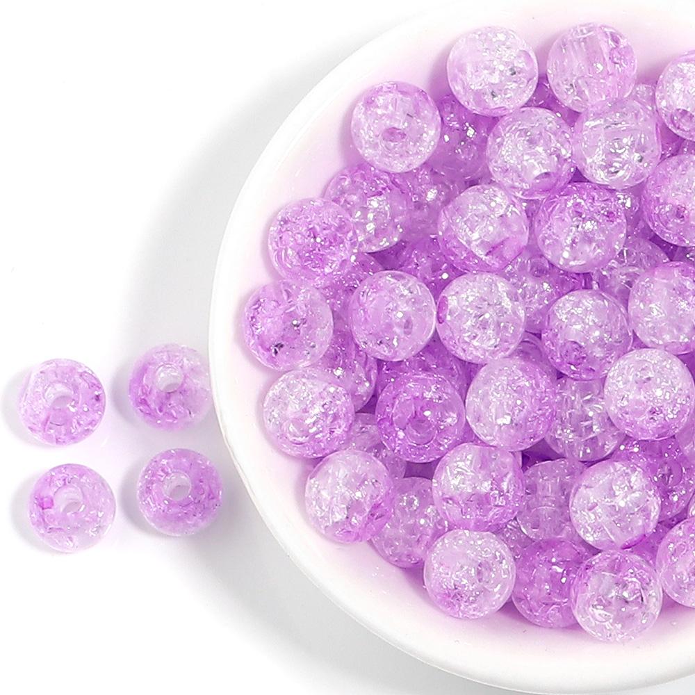 50pcs 8/10/12mm Cracked Crystal Acrylic Beads Colorful Round Loose Spacer Bead For Jewelry Making DIY Bracelet Necklace Findings